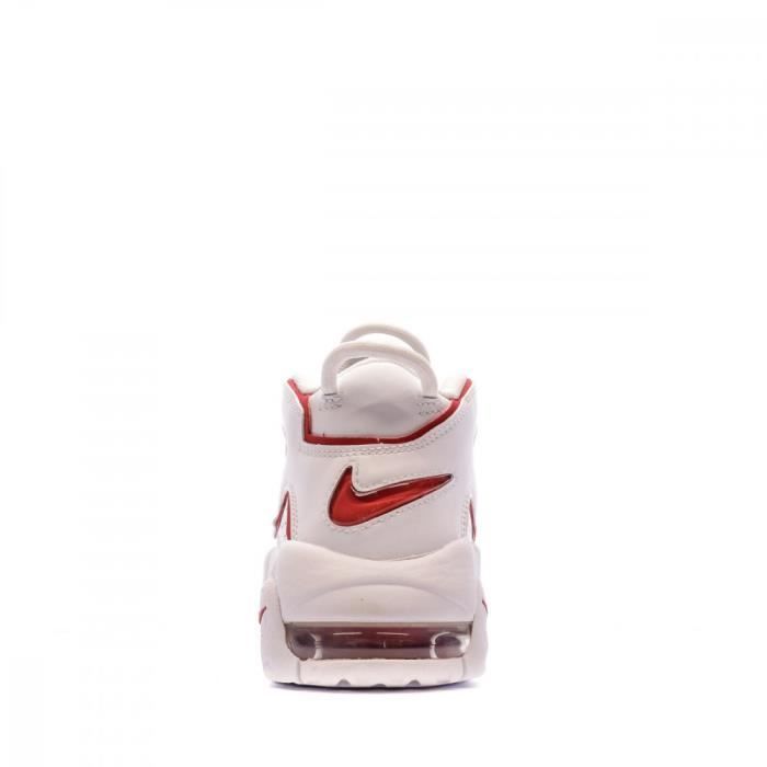 Baskets Blanche Rouge Mixte Nike Air More Uptempo Blanc
