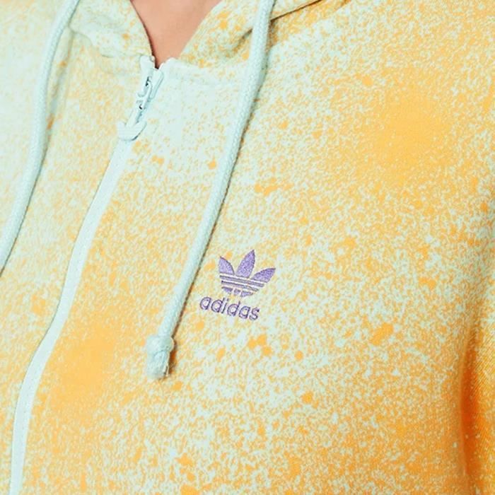 Sweat Zipp Bleu Orange Femme Adidas Relaxed Orange Cdiscount