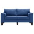 Chic© Canapé droit fixe 2 places Moderne Canapé de relaxation Bleu - Tissu #71894-3