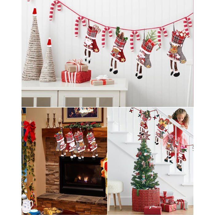 FAOKZE 16 Pièces Mini Bas de Noël, Chaussettes Noel Deco, Bas de Noël