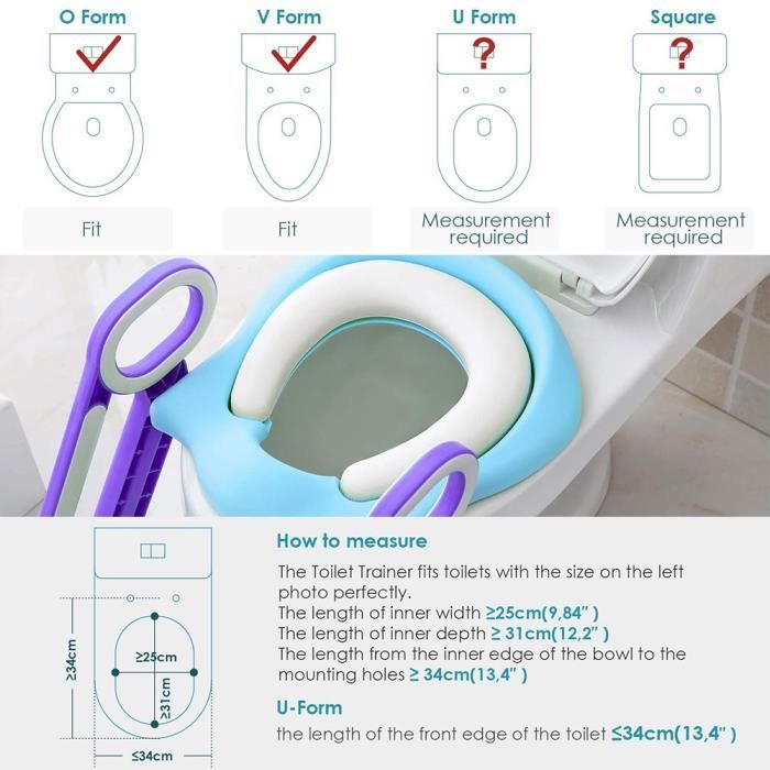Réducteur Toilette Enfant Avec Escalier Réglable - Siège D'Apprentissage Antidérapant Pour Enfants 1-7 Ans - Support 75 Kg - 9