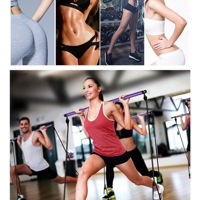SURENHAP Élastique Bandes de résistance Barre Pilates portable Exercice Pilates  Bar avec Foot Loop Body Workout Toning Bar - Cdiscount Sport