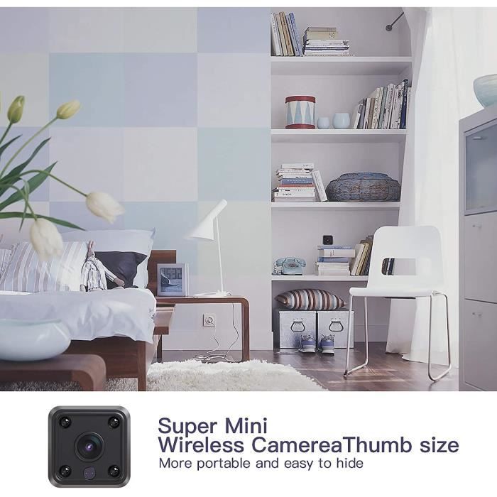 Camera Avec Micro Mini Caméra Espion, Full HD 1080P sans Fil Micro Camera Cachée Spy ...