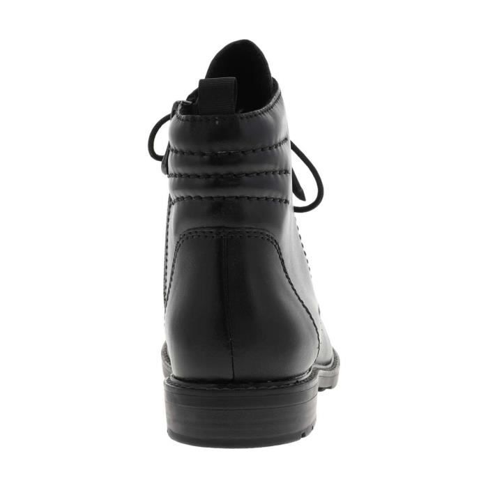 Bottines Femme Talon Plat Cuir Noir 10 illets m talliques
