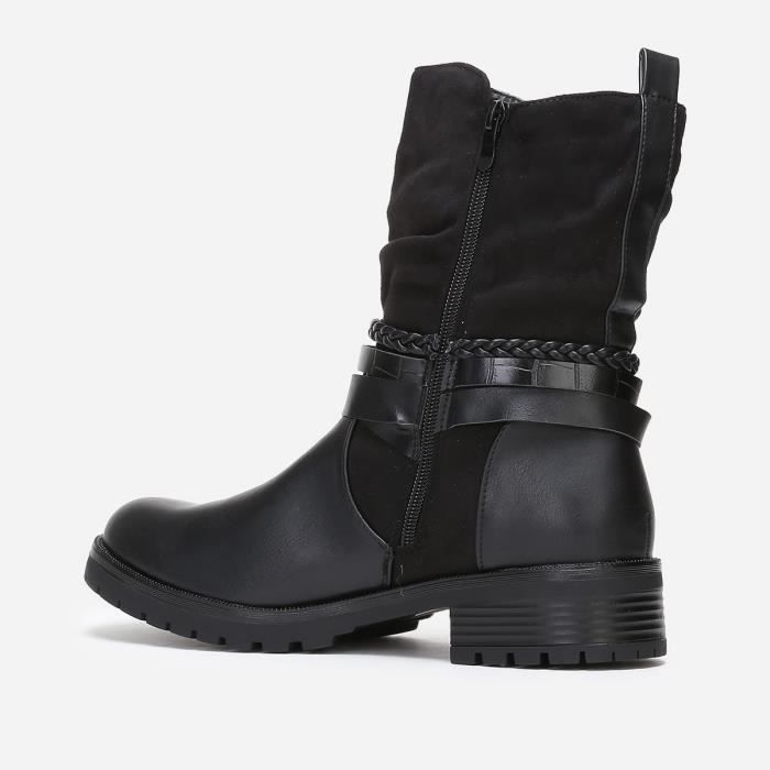 Bottines noires multi brides textur es grandes tailles Noir