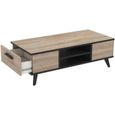 WAYNE Table basse - Décor chêne brossé et noir mat - Contemporain - L 106 x P 50,1 cm-4