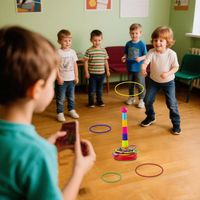 PATIKIL Ensemble d'anneaux de lancer de carnaval 4 cm 6 mm 8 cm, paquet de 18 cerceaux en plastique pour jeu de fête en plein air, stand de jeu, rouge