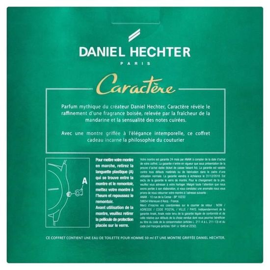 Daniel Hechter Coffret Eau De Toilette Caractere 50 Ml Montre