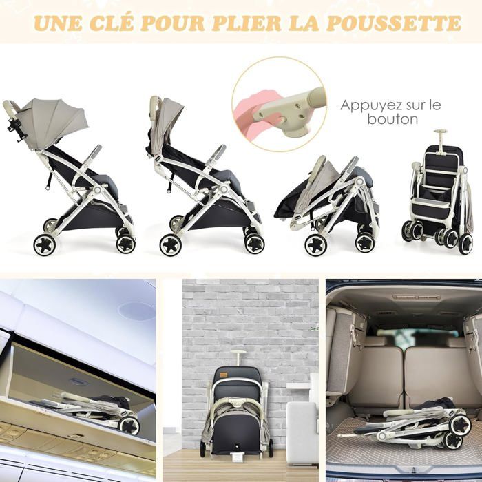 Poussette Canne GOPLUS Légère - Dossier/repose-pieds Réglables, Capote, Pliage Rapide | Pour Bébé 6-36 Mois, Charge 15 Kg