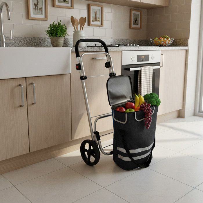 Chariot de courses pliable MP 400 - Sac 55L isotherme - Gris Chariot de courses pliable MP 400 - Sac 55L isotherme - Gris