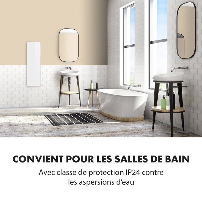 Klarstein Smart Chauffage Infrarouge, 850W Radiateur Electrique, Contrôle via APP Mobile WiFi, Détection de Fenêtre Ouverte, IP24, Chauffage Mural Salle de Bain, Thermostat, Econome, Sans CO2