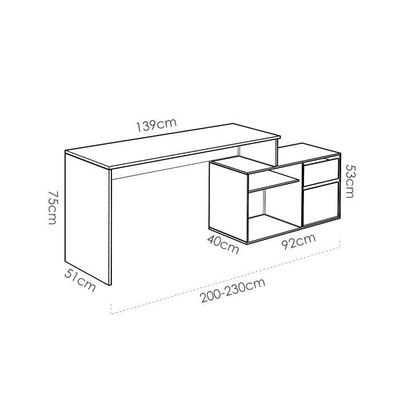 Bureau d'angle réversible avec rangement - Décor chêne et blanc - Essentiel  - L 139 x P 92 x H 75 cm - Cdiscount Maison