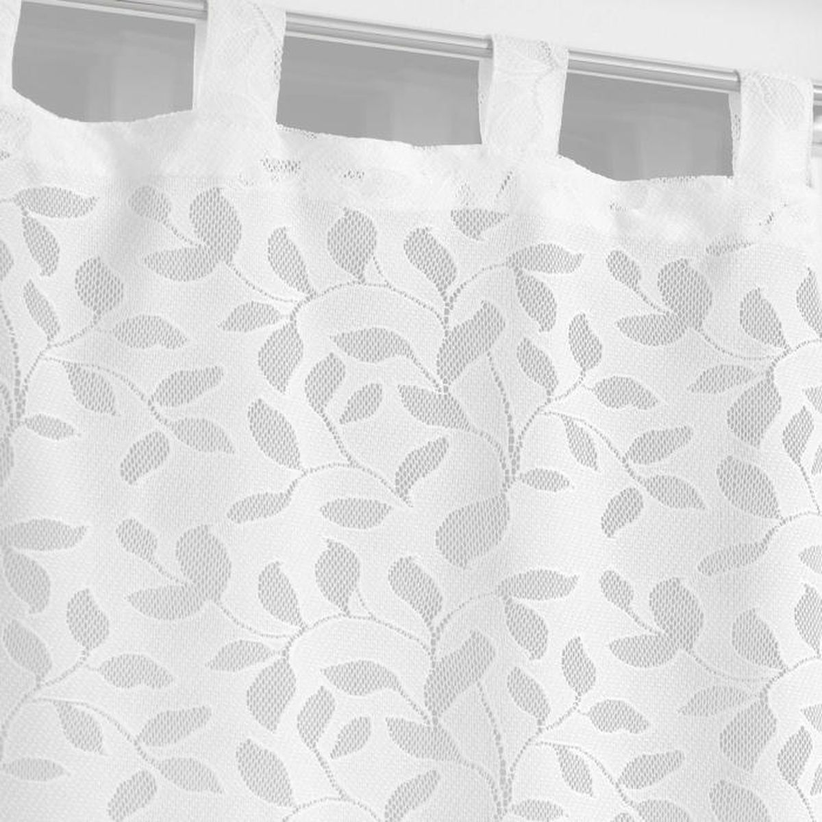 Voilages à Passants Douceur D'Intérieur 2x60x90cm - Blanc Brodé - Filtre Lumière Naturelle - Ambiance Romantique