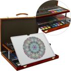 BRAND Malette Dessin/Peinture Bois 108 Pièces avec Chevalet Marron - AKOR