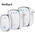 WEIRAY Youtime® Sonnette sans Fil Étanche, Kit de Carillon sans Fil avec 2 Récepteurs Enfichables et Flash LED 300 Mètres