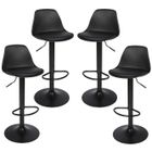 Willonin® 4 X Tabouret de bar PU réglable en hauteur, Chaise avec dossier et rotation à 360°, Noir pour cuisine salon bureau jardin