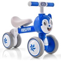 GOPLUS Draisienne en Forme de Chat Bleu, Vélo d'Équilibre avec 4 Roues Antidérapantes et Silencieuses pour Bébé de 10 à 36 Mois