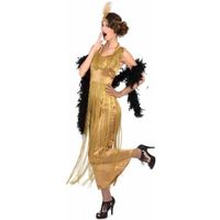 Déguisement Charleston Doré à Franges Femme - M - Robe satinée avec franges pour soirée à thème années 20/30