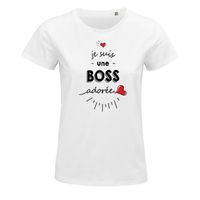 T-shirt femme Boss adorée L| Idée Cadeau Travail Boulot Métier Retraite Collègue Anniversaire Noël