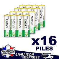 LOT 16 PILES ACCUS AA LR06 RECHARGEABLE 1.2V 3000mAh NI-MH NIMH LR6 R06 R6