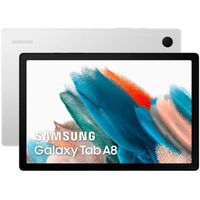 Tablette Samsung Galaxy Tab A8 WiFi de couleur argent avec écran 10,5" Full HD+, 1920 x 1200 pixels, Android, WiFi, processeur