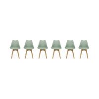 Lot de 6 chaises scandinaves. pieds bois de hêtre. chaises 1 place. vert céladon