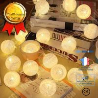 TD®  Guirlande lumineuse - 20 boules LED - Blanc chaud - 2,3 m coton boîte de batterie guirlande lumineuse décoration intérieure de
