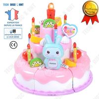 TD® gâteau d'anniversaire jouet fille imitation enfants musique à trois couches bougies souffler à induction lumières décoration