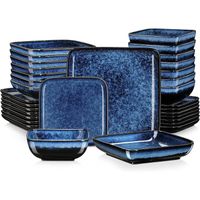 Service de Table 32 Pièces, vancasso Assiette, Série STERN-B Argile de poterie émaillée au four - Bleu