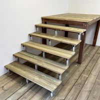 Escalier bois métal en kit h53cm - 3 marches, largeur 140cm, marches bois autoclave