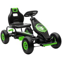 Go-kart à Pédales Stamp – Siège Réglable, Frein à Main, Cadre Acier, Roues PP 190mm – 89x52 Cm, Bleu-vert-gris-noir – Dès 3 Ans