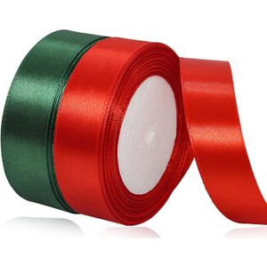 Ruban Satin Noël 10mm - 2 Rouleaux Rouge Et Vert (45m Total) - Décoration Sapin, Emballage Cadeaux, Couronnes