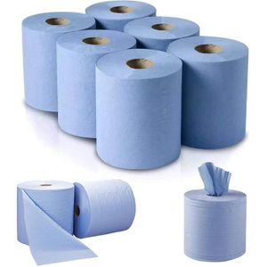 Rouleau essuie tout industriel bleu tissu 2 plis 26x35cm - 472m - 1350  feuilles - Pack de 2