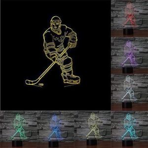 Hockey Sur glace Lecteur 3D Led Lampe montr/éal Couleur Lumi/ère Changeante tactile Lampe de Table Acrylique Lumi/ère de Nuit pour Enfants Lampe De Chevet