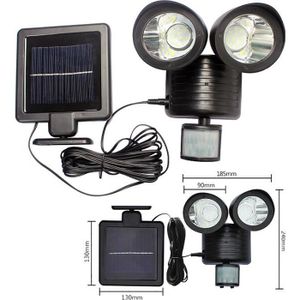 Capteur de mouvement solaire 22 LED Lumière double tête extérieure Projecteur