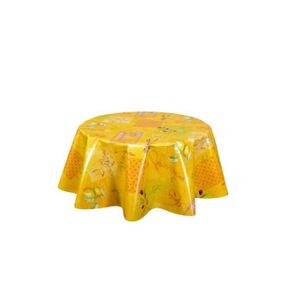 Nappe toile cirée supérieure Tropic jaune - 155cm, ronde