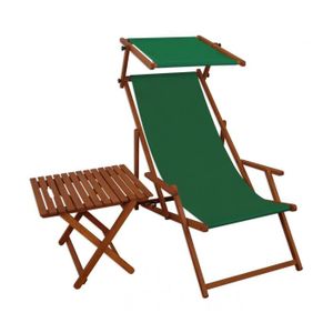 CHAISE LONGUE Chaise longue de jardin pliante verte avec pare-so