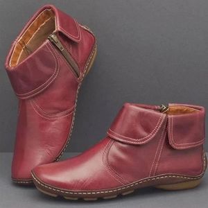 Boots cuir rouge femme online