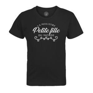 T-SHIRT T-shirt Enfant Noir La Meilleure Petite Fille du Monde Famille Grand Mère Grand Père