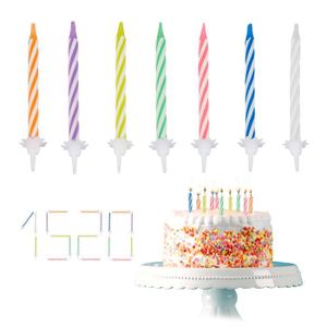 CHANDELLE 1520 teiliges Geburtstagskerzen Set, Kerzenset mit Haltern, Kuchenkerzen für Geburtstagsdeko, Partykerzen 6 cm, bunt - 4052025261665