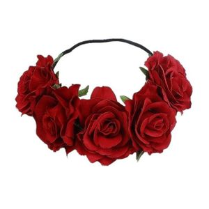 Couronne Fleurs Bandeau Cheveux Headband Fleurs Rouge Blanc Vert Accessoire Cheveux