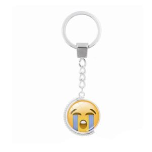 Porte clé Emoji Emoticone jaune 5cm avec chaîne et anneau pour clef Fun Marrant 