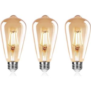 AMPOULE - LED Set d'ampoules LED Edison 6 W rétro filament, équivalent halogène 60 W, verre doré fumé, modèle cage d'écureuil St64, culot [D19233]