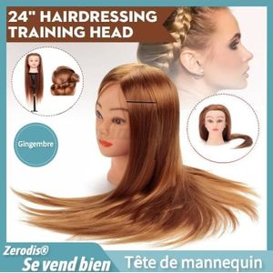 TÊTE D'APPRENTISSAGE 24Pouce Pro Tête Coiffer Long Naturel Cheveux Brun