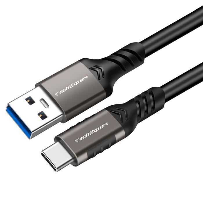 Câble USB-A vers USB-C tressé 2m - Noir/bleu - ENERGIZER