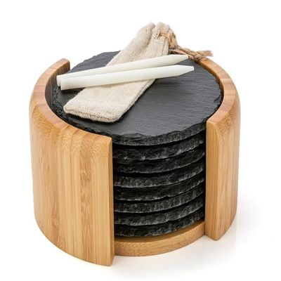 vente unique Lot de 6 Dessous de Verre Ardoise 10cm Noir Black Friday Hot Sale