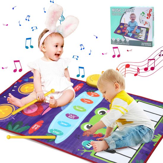 Tapis Musical Bébé Interactif – Piano Mat Avec Lumières, Sons D'Animaux, Enregistrement, Dès 24 Mois, Cadeau Noël