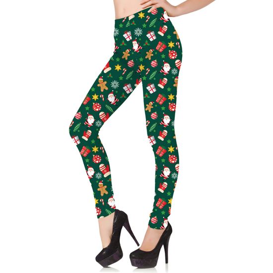 Legging De Noël Pour Femme - Motif Festif, Tissu Doux Et élastique - Confortable Pour L'hiver, Yoga, Sorties Casual