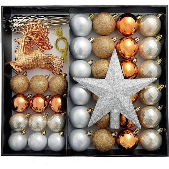 Déco de sapin lot de 30 boules de noël d 6 cm - or et rouge