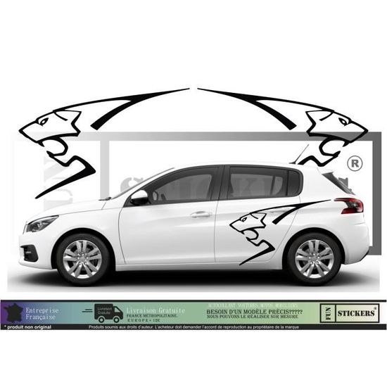 Peugeot Logo Lion ST GTI racing - NOIR - Kit Complet - Tuning Sticker Autocollant Graphic Decals